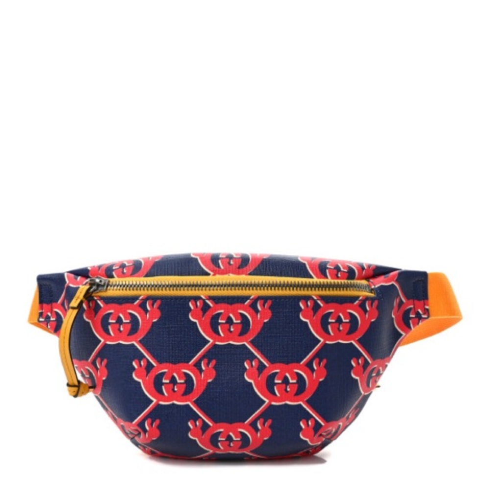 New GUCCI GG supreme Interlocking G Coated Canvas Snail Childrens Belt Bag Blue